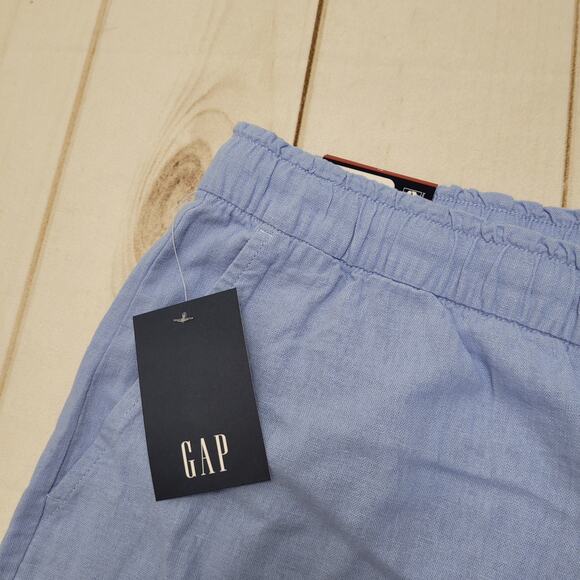 Gap NWT light blue linen pull on shorts drawstring minimalist - Picture 4 of 7